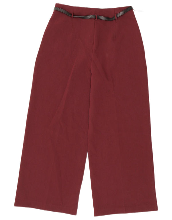 Pantaloni casual a gamba larga a vita alta da donna Zara piccoli W26 L25 bordeaux