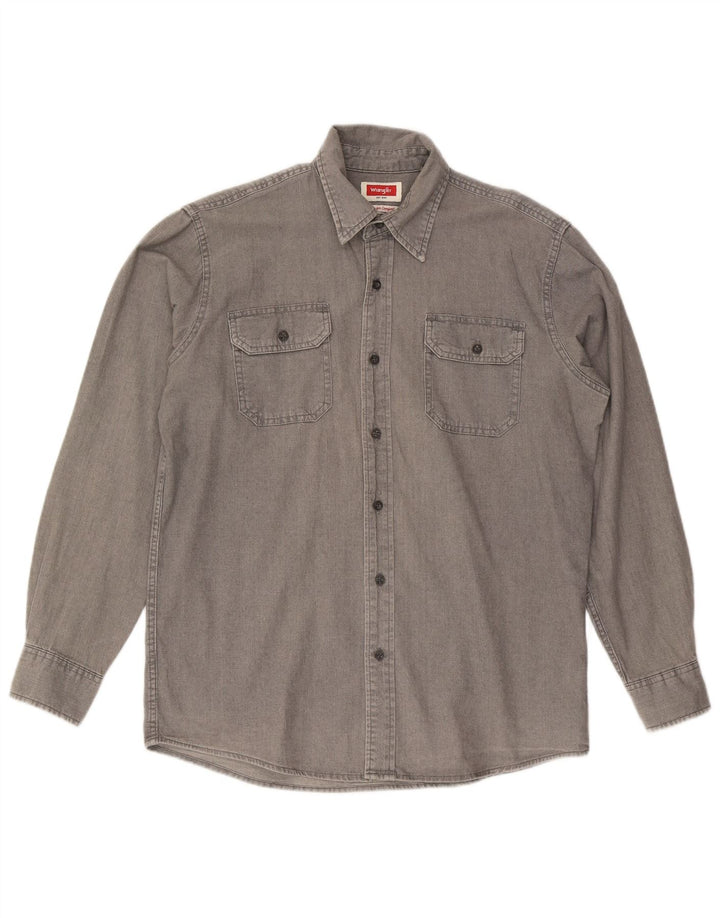 Camicia di jeans da uomo WRANGLER in cotone grigio medio