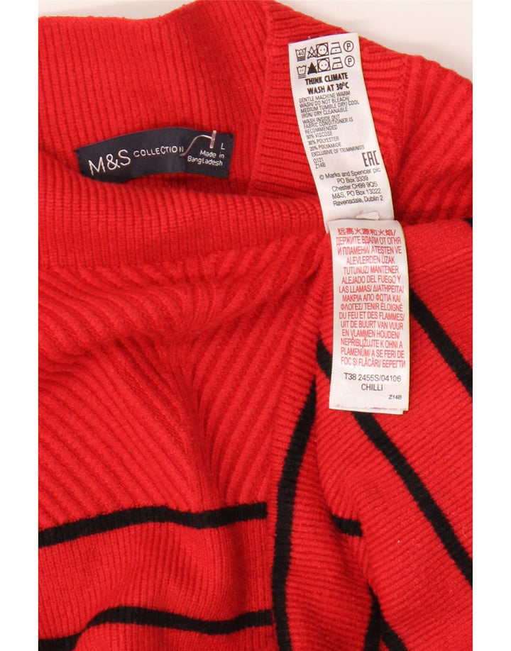 Maglione maglione a collo alto da donna Marks & Spencer UK 16 a righe grandi rosse