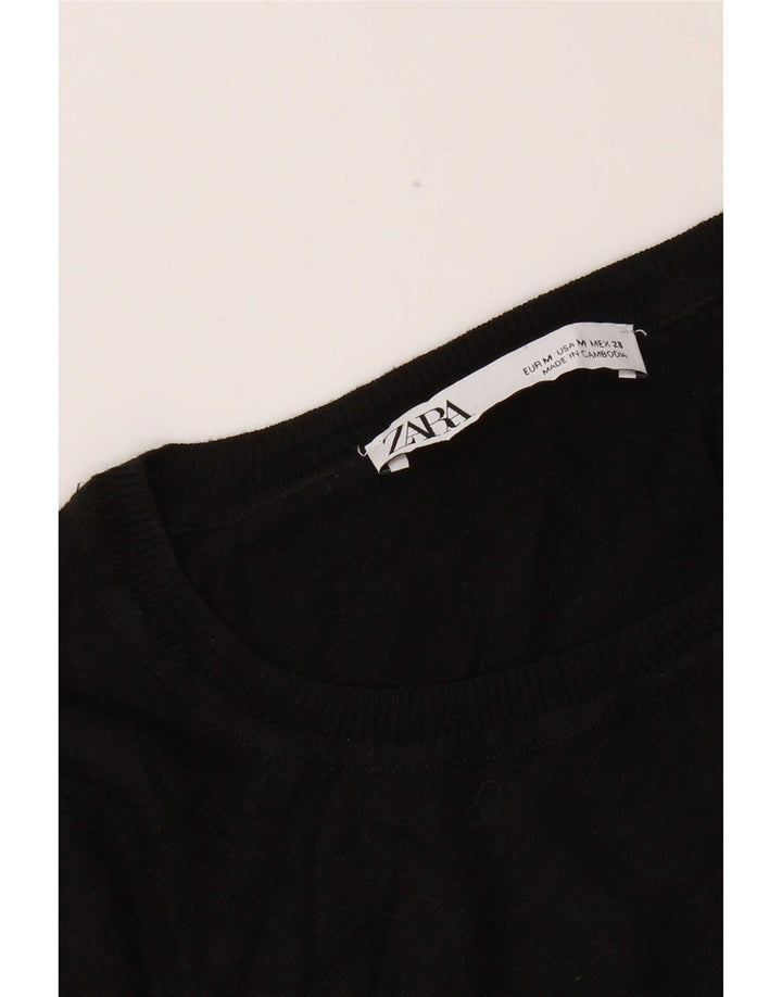Maglione maglione con scollo a barca da donna Zara UK 14 medio nero