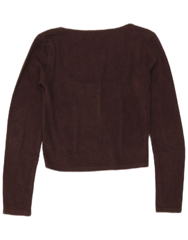 Top corto da donna Zara a maniche lunghe UK 12 Poliestere marrone medio