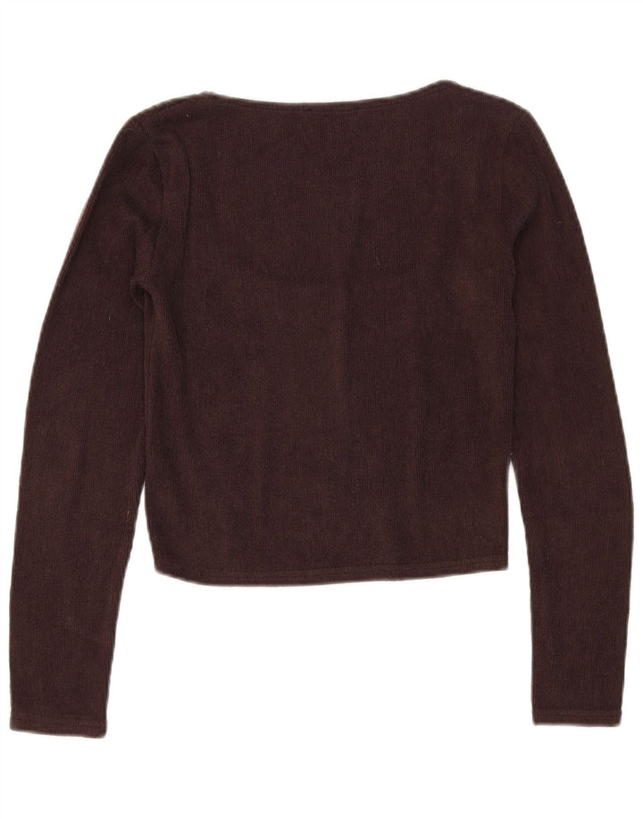 Top corto da donna Zara a maniche lunghe UK 12 Poliestere marrone medio