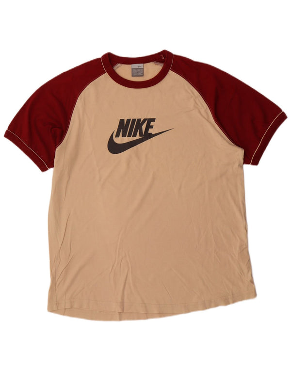 T-shirt grafica da uomo Nike Top UK 42/44 Large Beige Colourblock Cotton