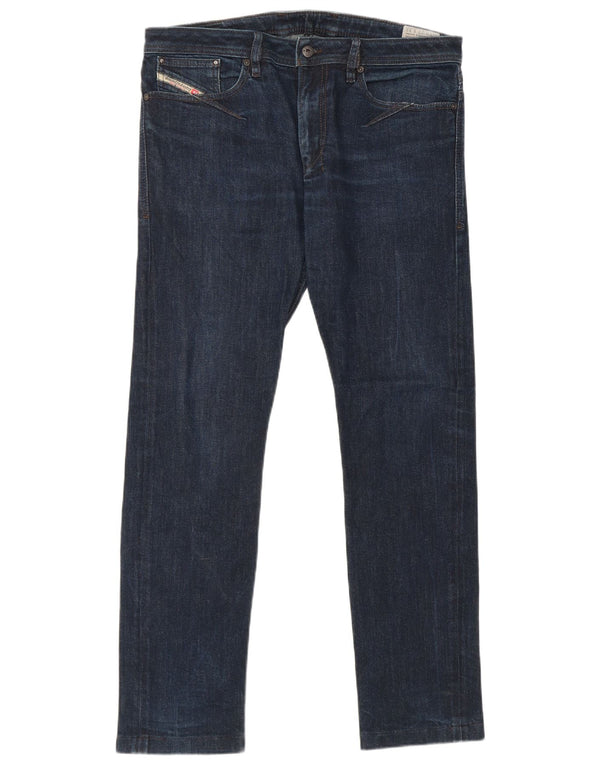 Diesel Uomo Shioner Slim Skinny Jeans W33 L32 Blu Navy Cotone