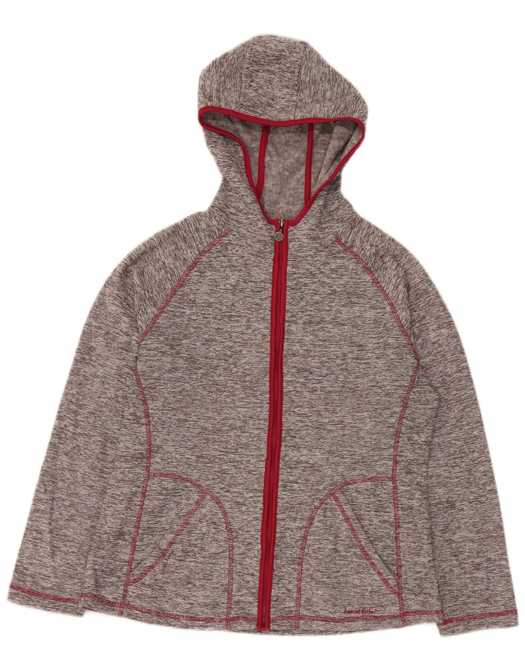 WEIRD FISH Maglione con cappuccio e zip da donna UK 14 Grande poliestere screziato grigio