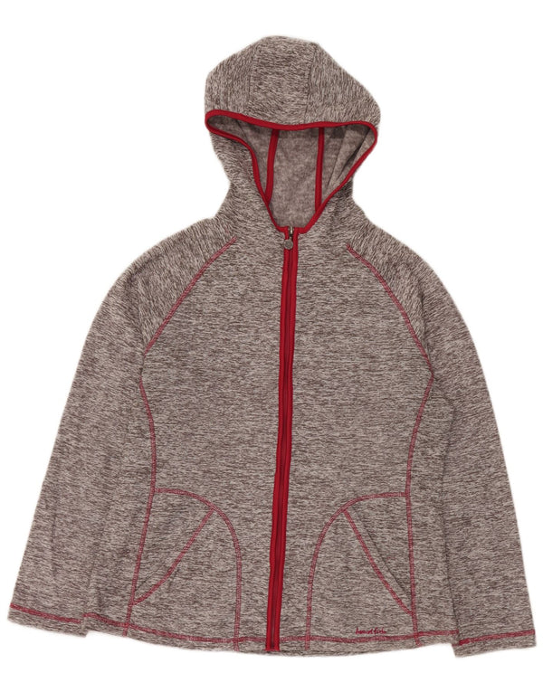 WEIRD FISH Maglione con cappuccio e zip da donna UK 14 Grande poliestere screziato grigio