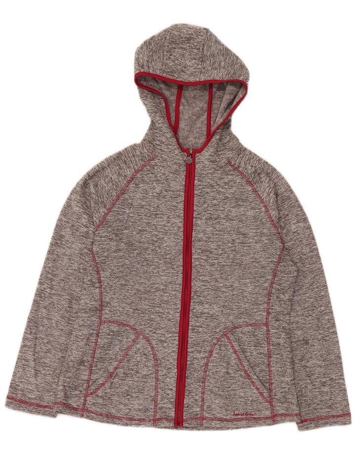 WEIRD FISH Maglione con cappuccio e zip da donna UK 14 Grande poliestere screziato grigio