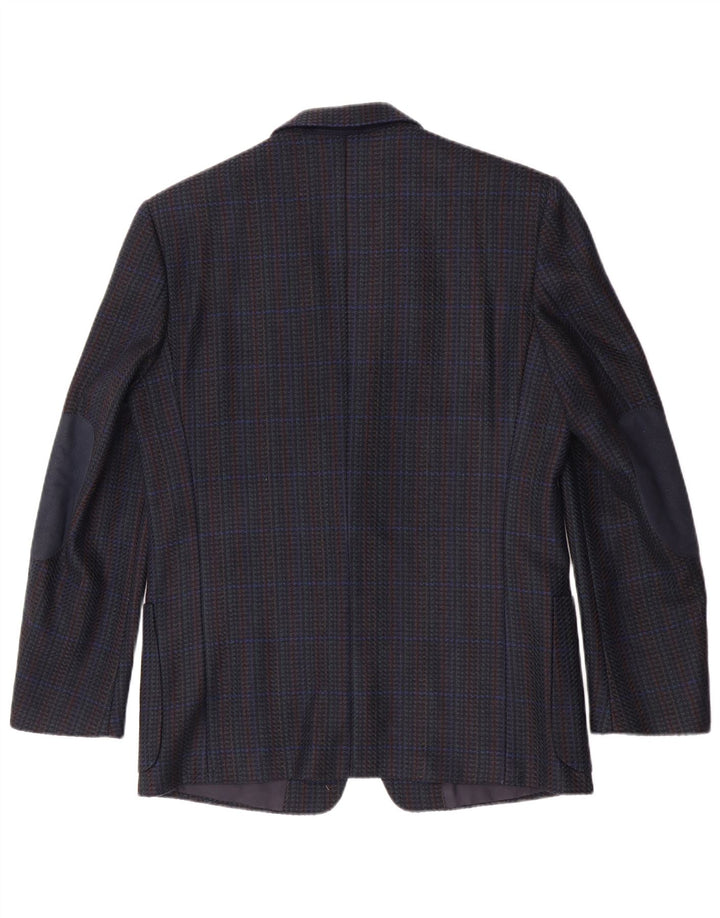 Angelo Litrico Giacca Blazer da Uomo a 2 Bottoni IT 50 Lana Nuova a Quadri Grandi Blu