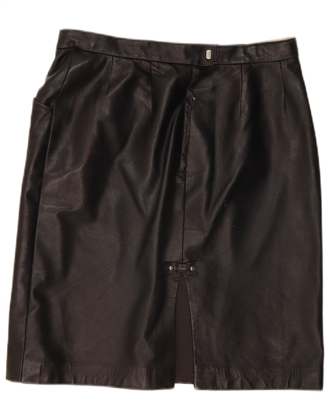 Gonna in pelle vintage da donna W32 grande nera