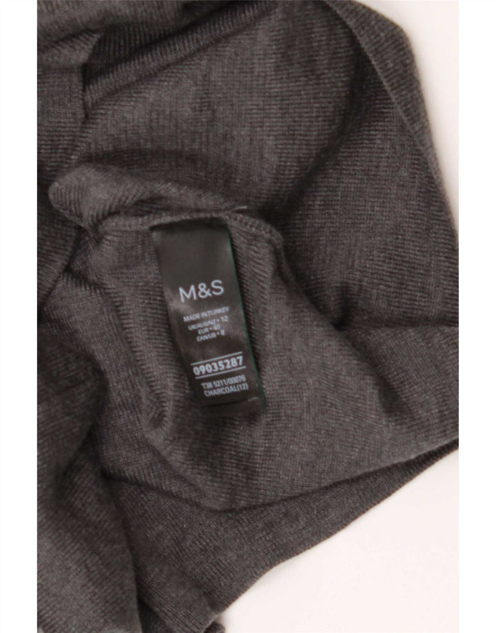 Maglione maglione a collo alto da donna Marks & Spencer UK 12 Viscosa grigio medio