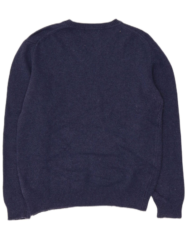 FILA Womens V-Neck Jumper Sweater UK 14 Medium Navy Blue Wool