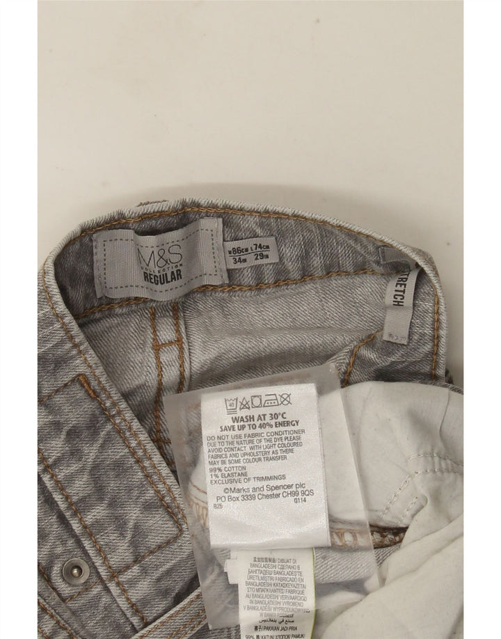 MARKS & SPENCER Jeans dritti da uomo vestibilità regolare W34 L29 cotone grigio