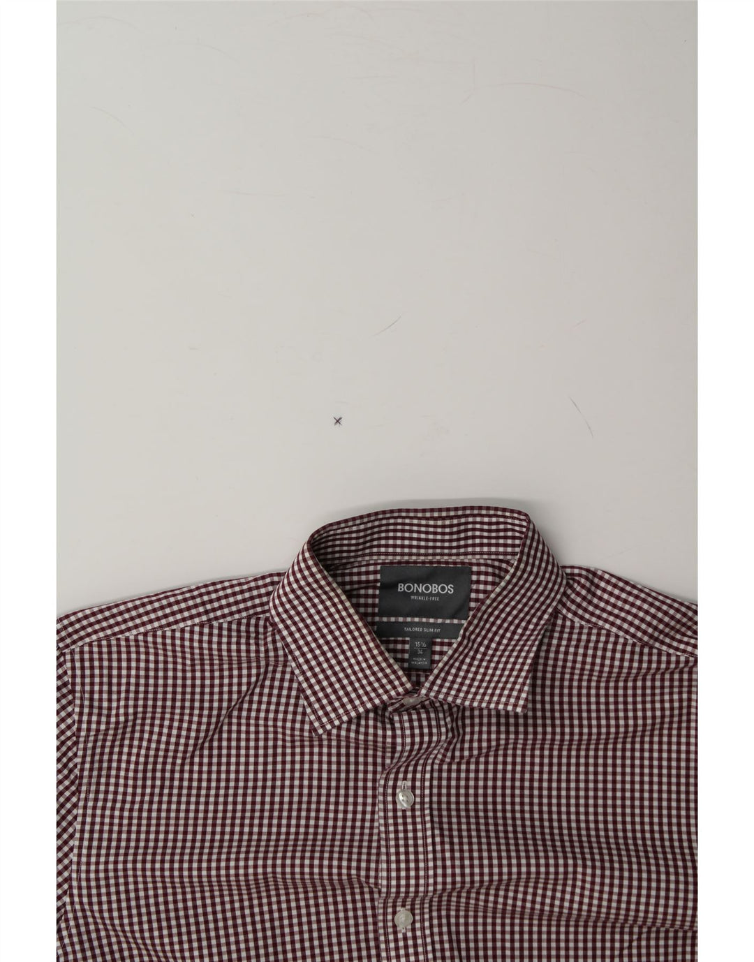 BONOBOS Mens Tailored Slim Fit Shirt Size 15 1/2 Medium Red Gingham Cotton Vintage BONOBOS and Second-Hand BONOBOS from Messina Hembry 