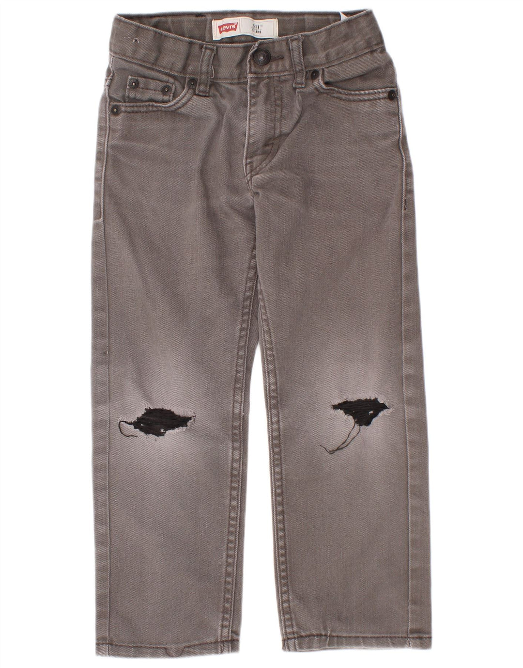 Levi's Ragazzi 511 Jeans slim invecchiati 4-5 anni W22 L18 Cotone grigio