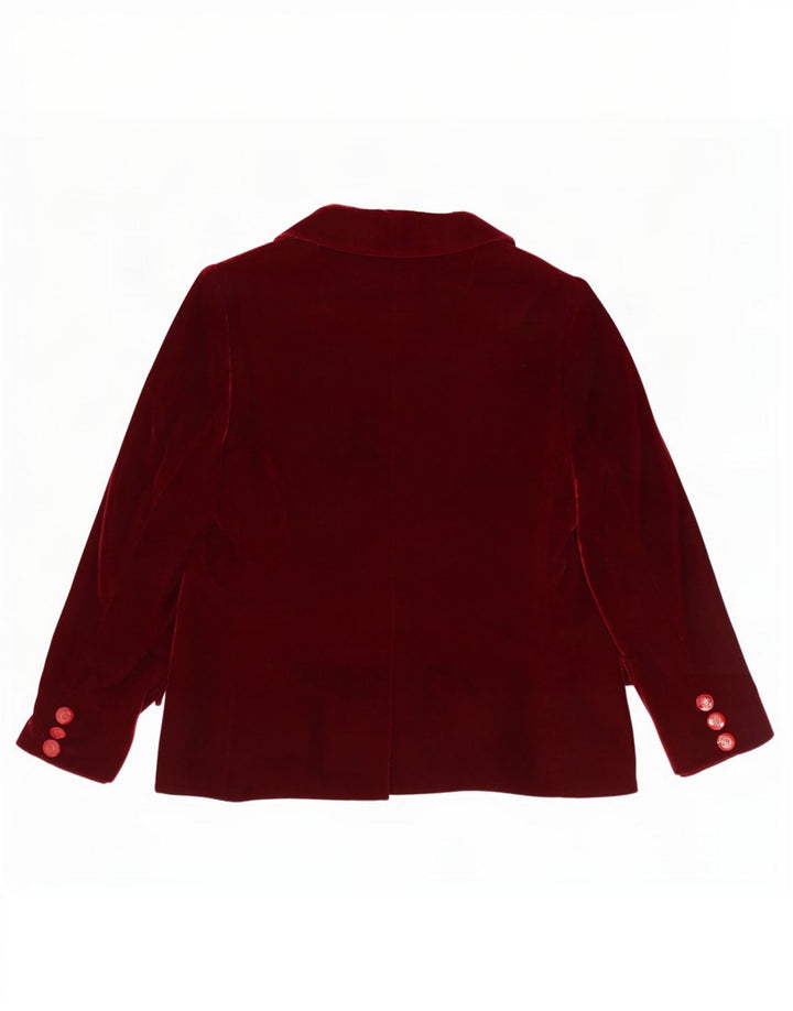 Giacca blazer in velluto a 3 bottoni vintage da donna UK 12 Borgogna media