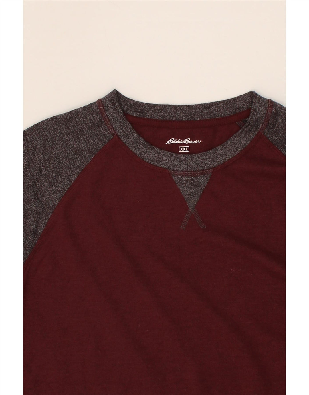 EDDIE BAUER Top da uomo a maniche lunghe 2XL in cotone color block marrone