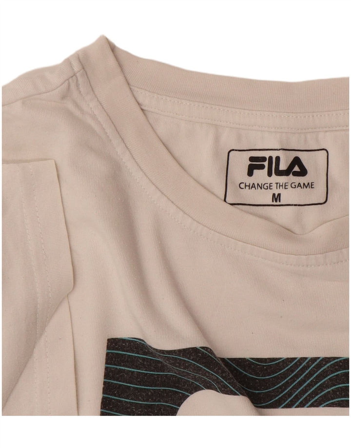 FILA Womens Graphic T-Shirt Top UK 14 Medium White