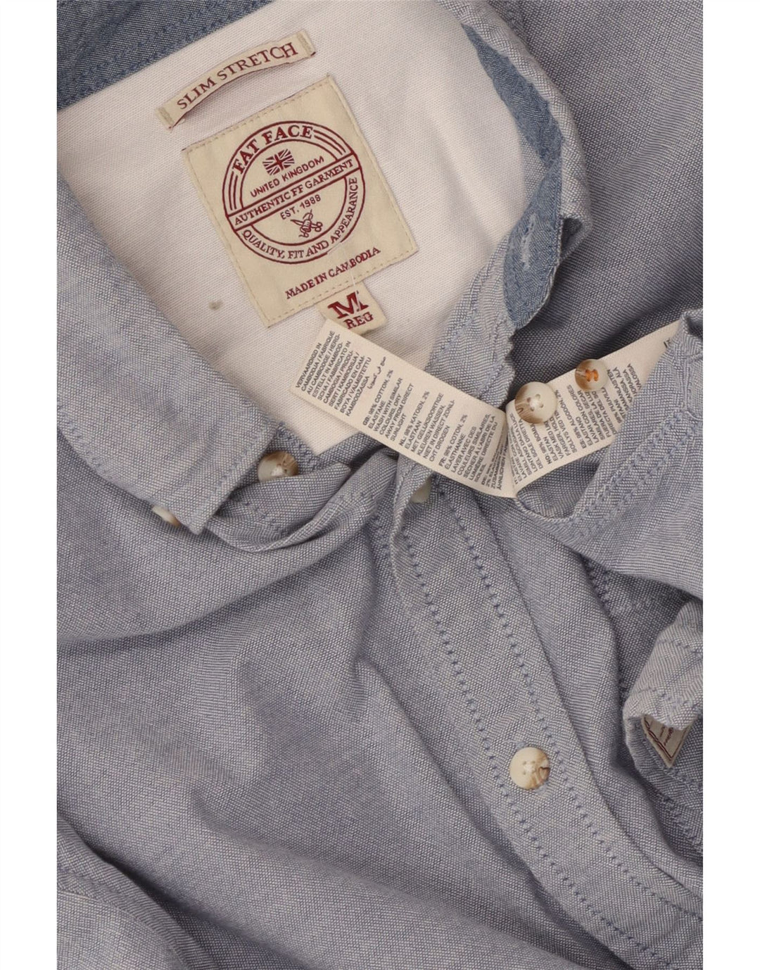 FAT FACE Camicia slim da uomo in cotone blu medio