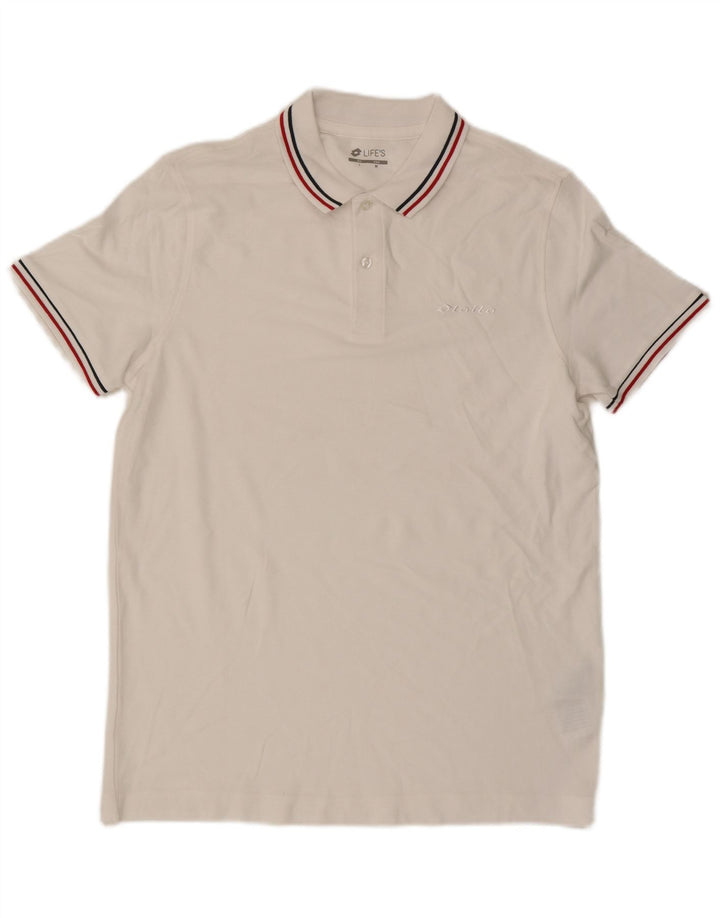 Polo da uomo Lotto in cotone bianco medio