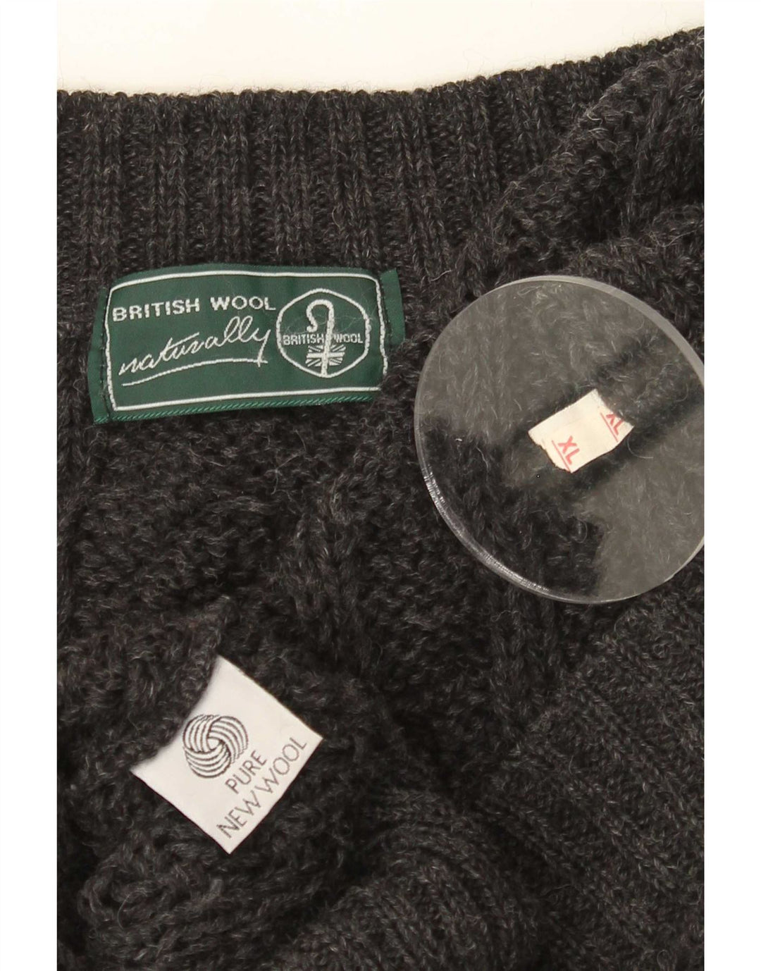 Maglione cardigan da uomo in lana britannica XL Grigio Nuovo