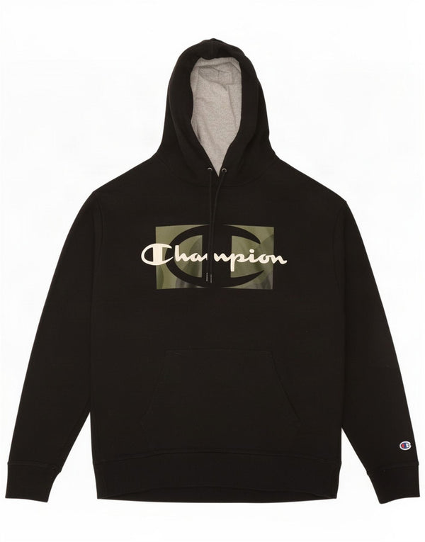Champion Maglione con cappuccio grafico da uomo grande nero poliestere