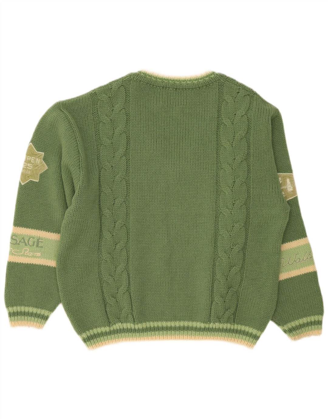 Maglione con scollo a V grafico da uomo Foxhound XL in lana a righe verdi