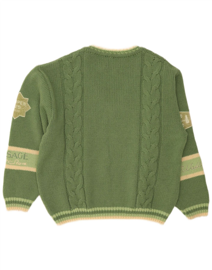 Maglione con scollo a V grafico da uomo Foxhound XL in lana a righe verdi