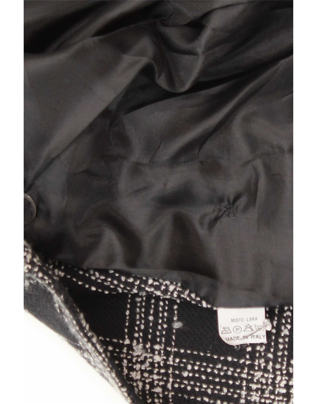 Giacca blazer doppiopetto vintage da donna UK 14 lana scozzese media nera