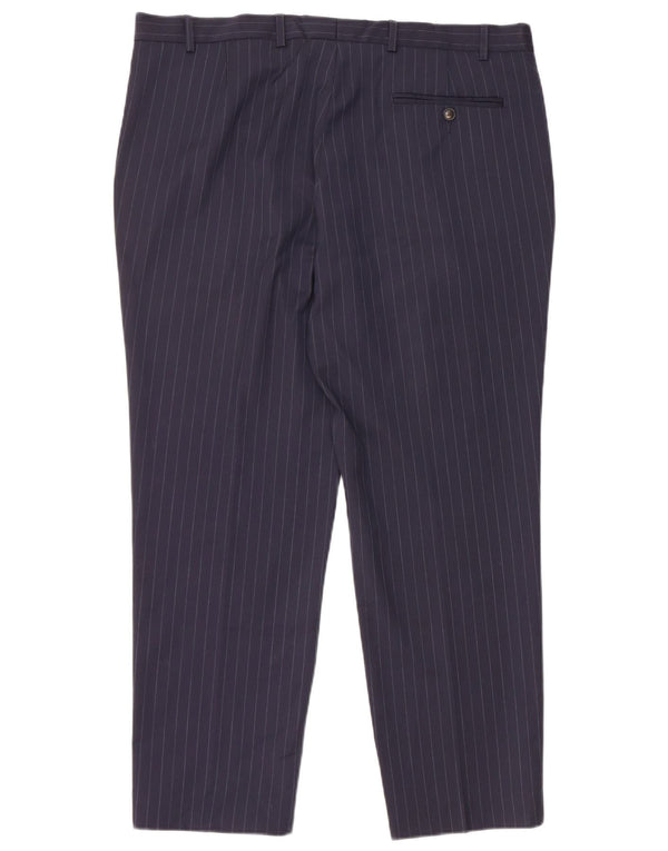 Pantaloni da abito su misura da uomo Marks & Spencer W38 L29 gessato blu navy