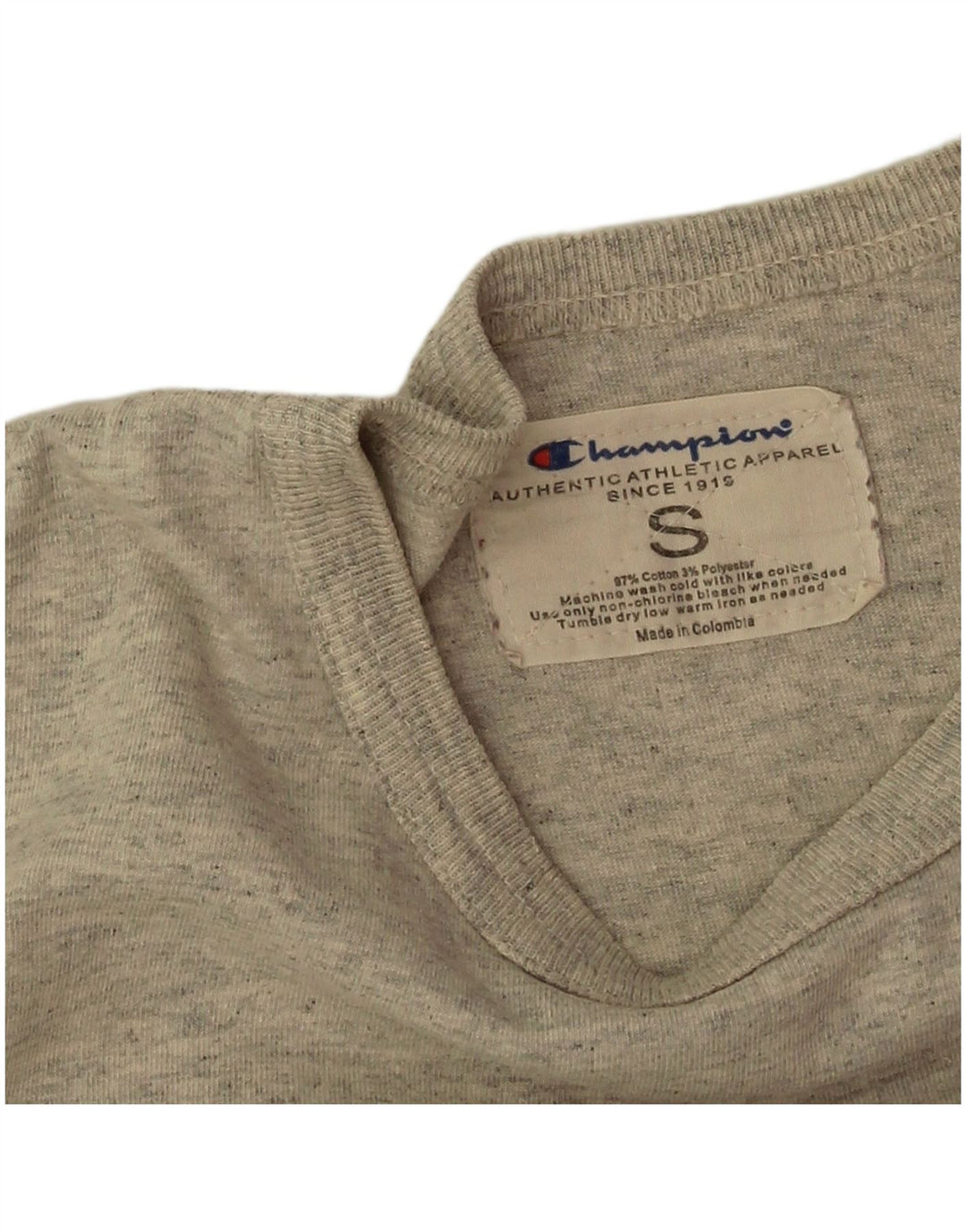 T-shirt grafica da uomo Champion Top in cotone chiazzato grigio piccolo