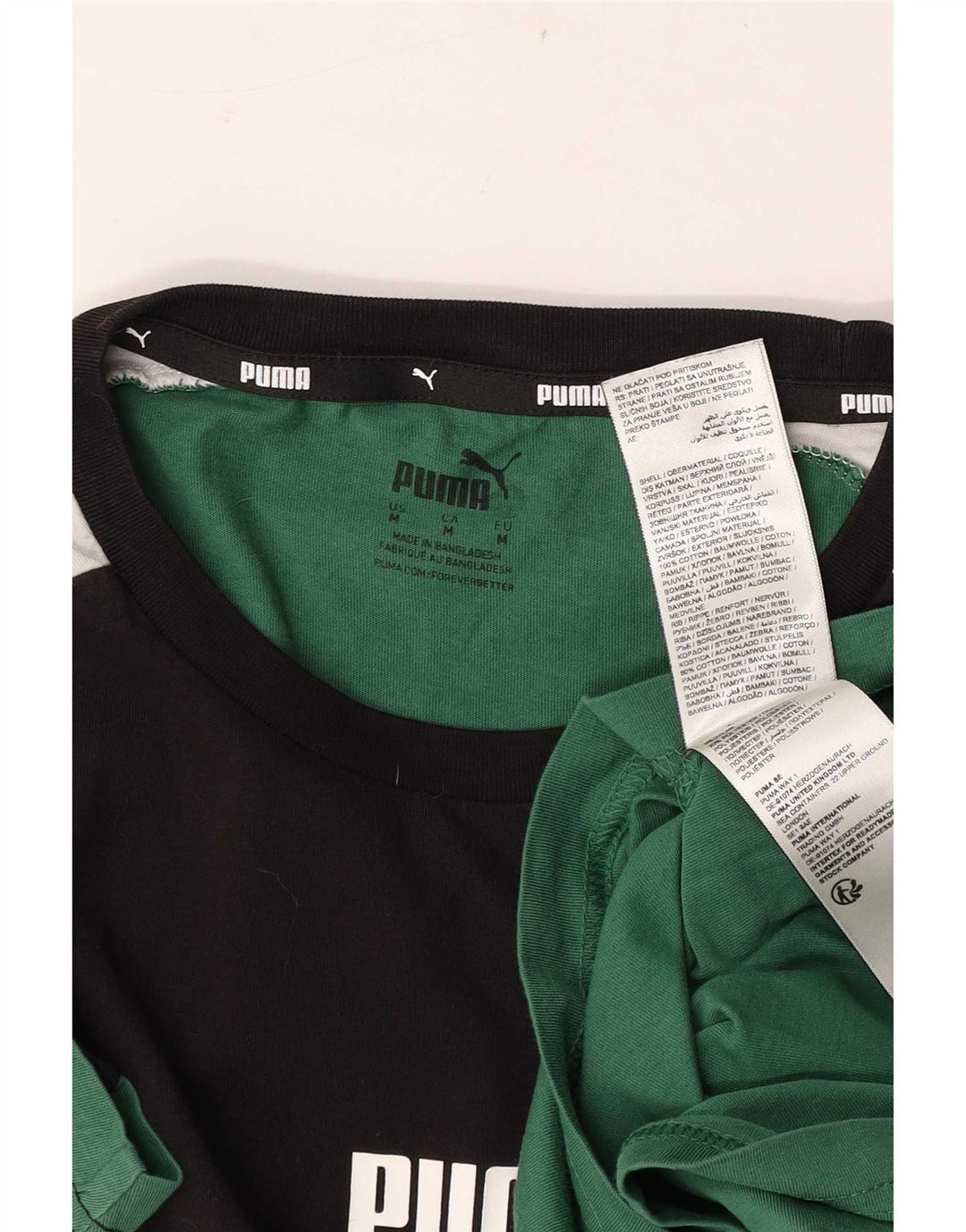 T-shirt grafica da uomo Puma Top in cotone color block verde medio