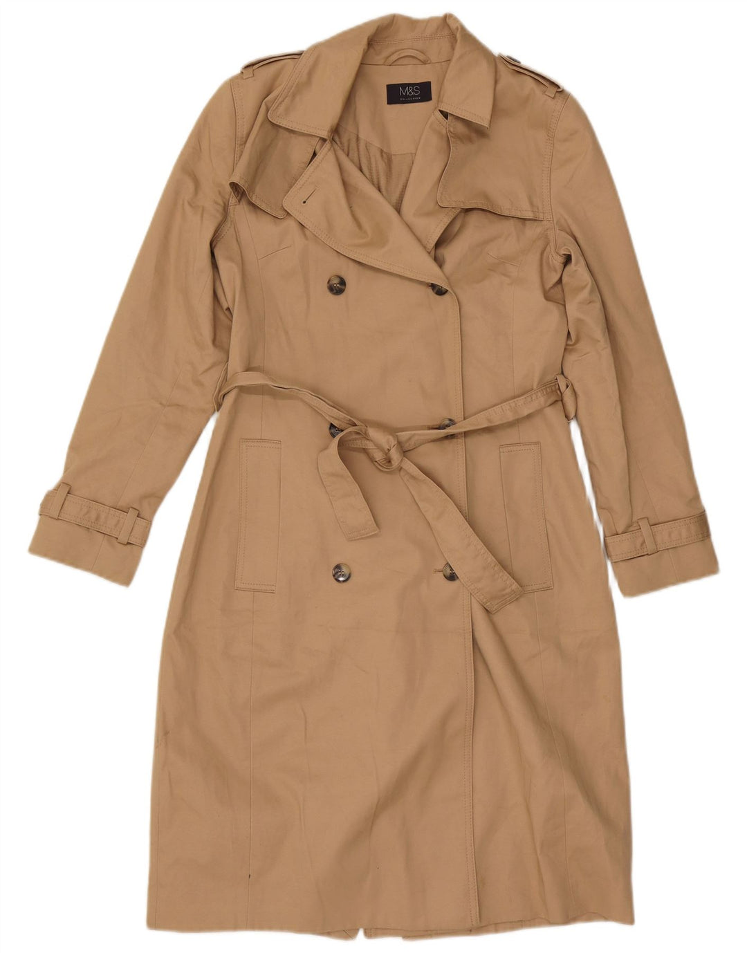 Trench doppiopetto da donna Marks & Spencer UK 8 piccolo cotone beige