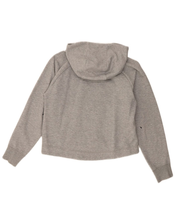 Felpa con cappuccio e zip oversize corta Nike da donna UK 10 Small Grey Flecked