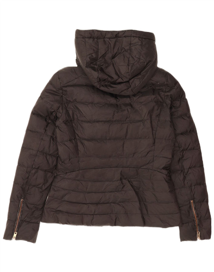 Giacca imbottita in sherpa con cappuccio da donna Zara UK 10 piccola in poliestere nero