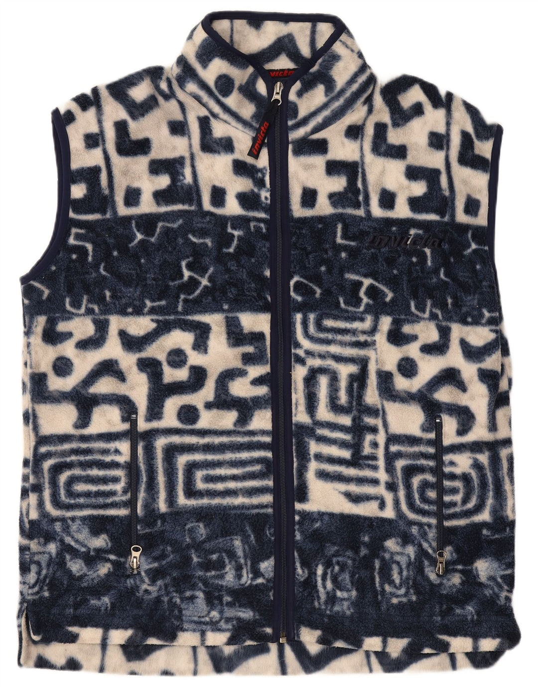 Gilet in pile da uomo Invicta UK 38 medio poliestere geometrico blu navy