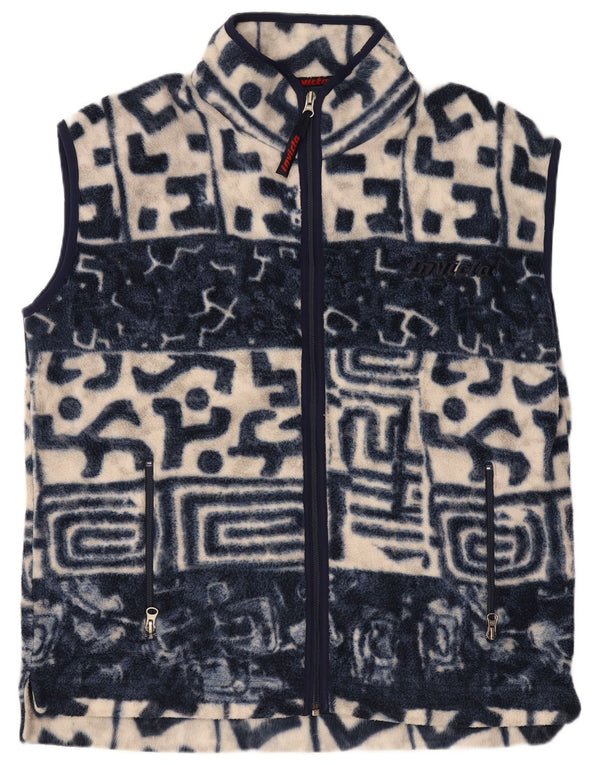Invicta Mens Fleece Gilet UK 38 Medium Navy Blue Geometric Polyester