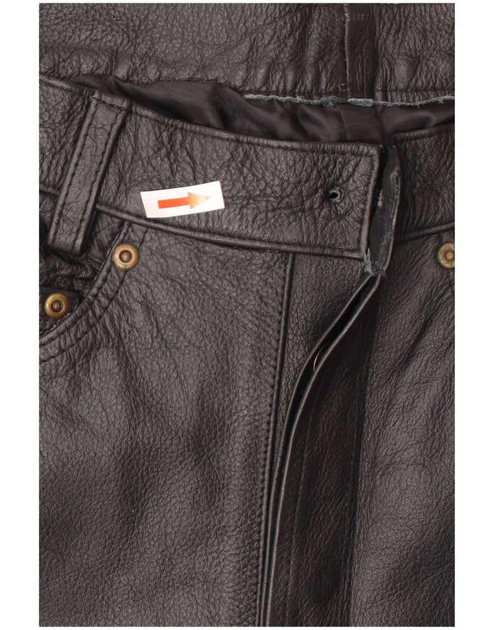 Pantaloni in pelle vintage da uomo W34 L34 neri