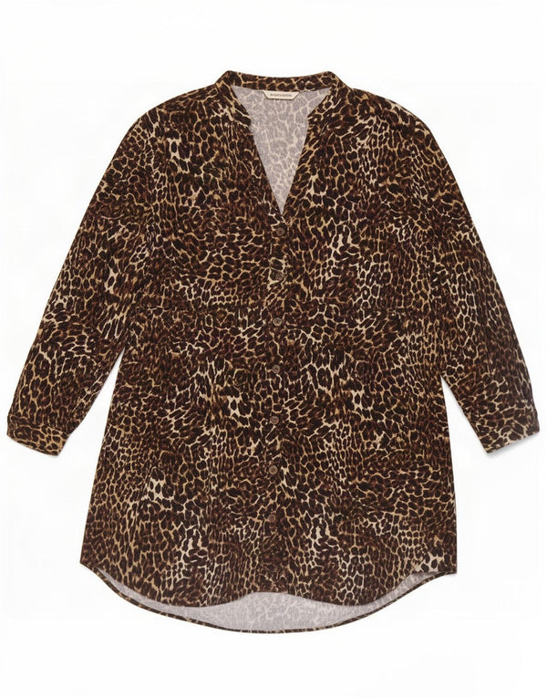 Abito chemisier Zara da donna UK 6 XS viscosa marrone con stampa animalier