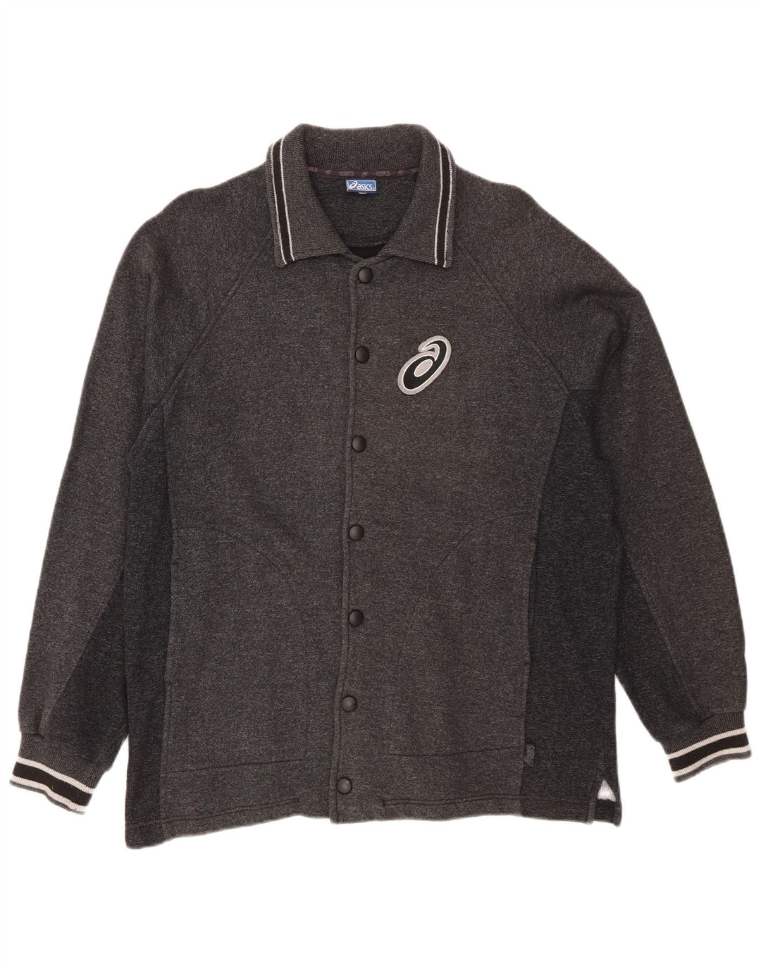 Maglione cardigan da uomo Asics in cotone a righe grigio medio