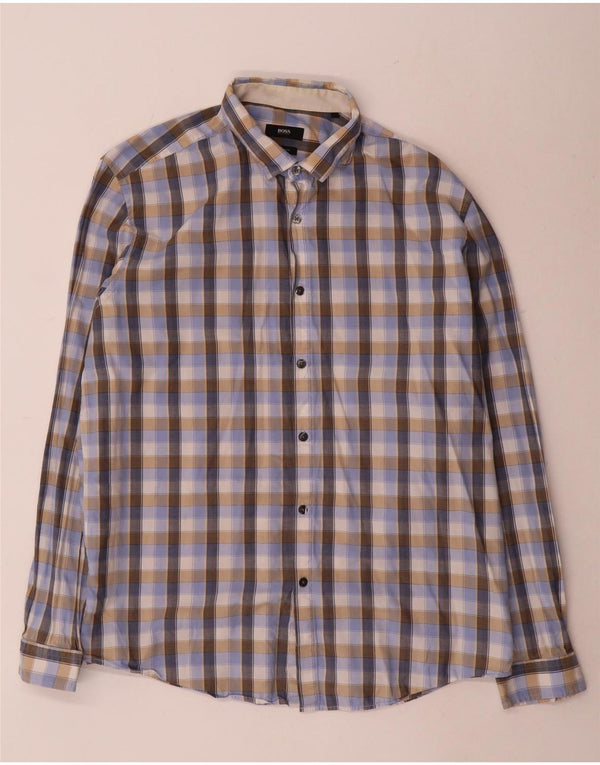 Camicia Hugo Boss da uomo vestibilità regolare XL in cotone a quadri multicolore