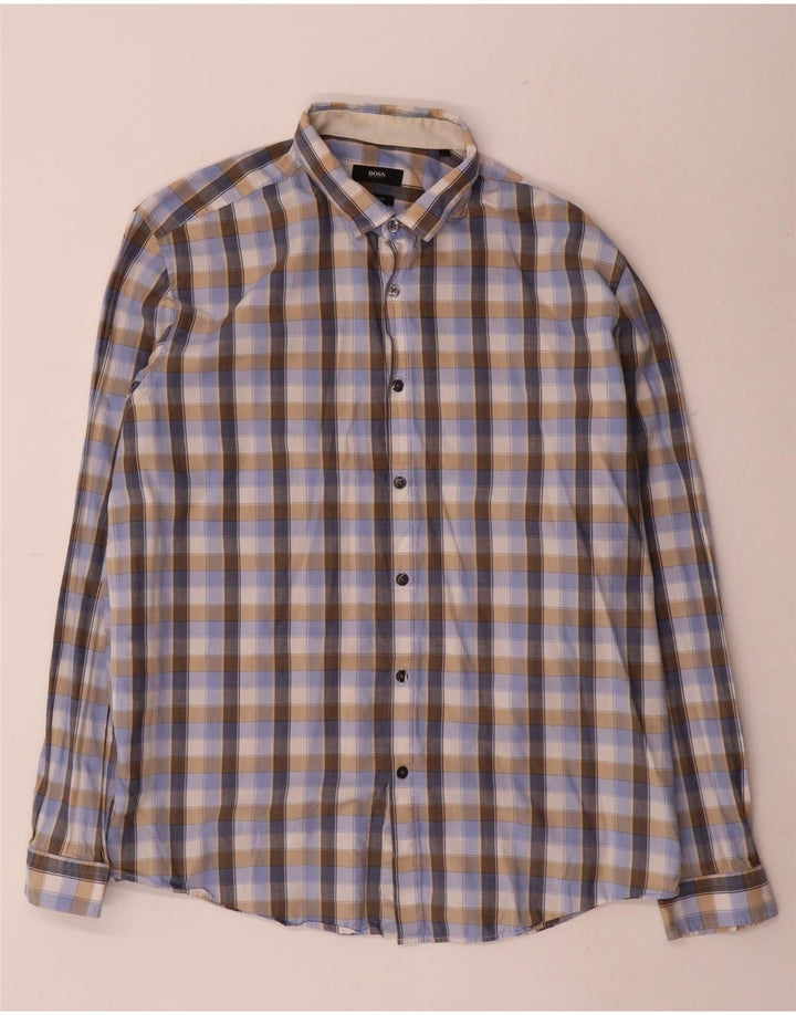 Camicia Hugo Boss da uomo vestibilità regolare XL in cotone a quadri multicolore