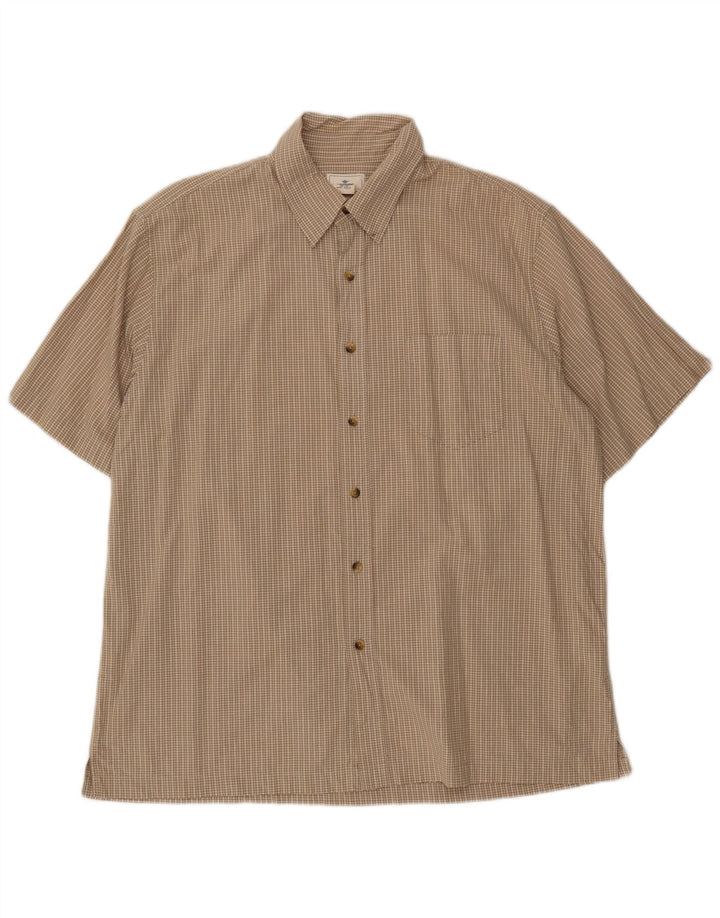 DOCKERS Camicia a maniche corte da uomo in cotone a quadri beige grande