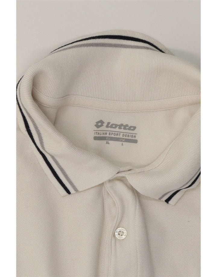LOTTO Mens Polo Shirt Large White Cotton Vintage Lotto and Second-Hand Lotto from Messina Hembry 