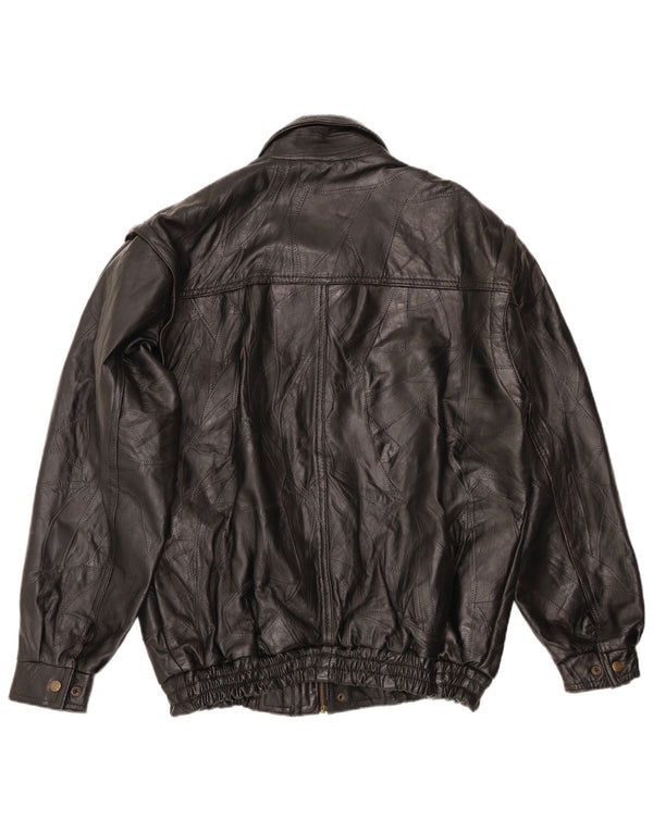 Giacca in pelle da uomo VINTAGE UK 40 grande in pelle nera
