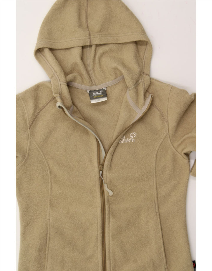 JACK WOLFSKIN Womens Hooded Fleece Jacket UK 10 Small Beige Polyester Vintage Jack Wolfskin and Second-Hand Jack Wolfskin from Messina Hembry 