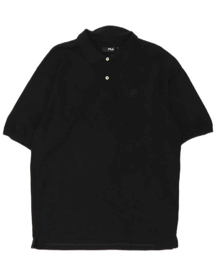 Polo da uomo Fila in cotone nero medio