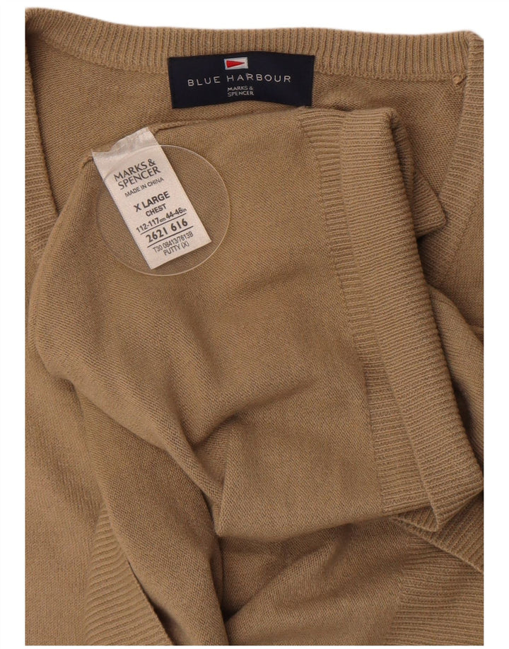 Canotta da uomo Marks & Spencer blu Harbour Vest XL beige acrilico