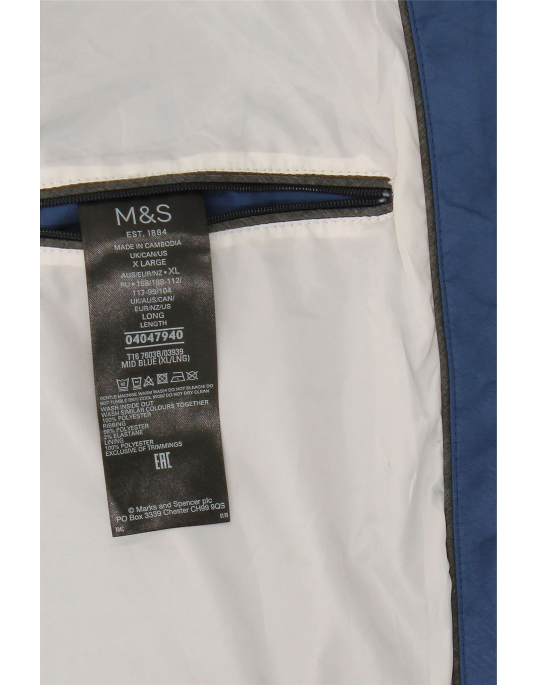 Giubbotto bomber da uomo Marks & Spencer UK 42 XL poliestere blu