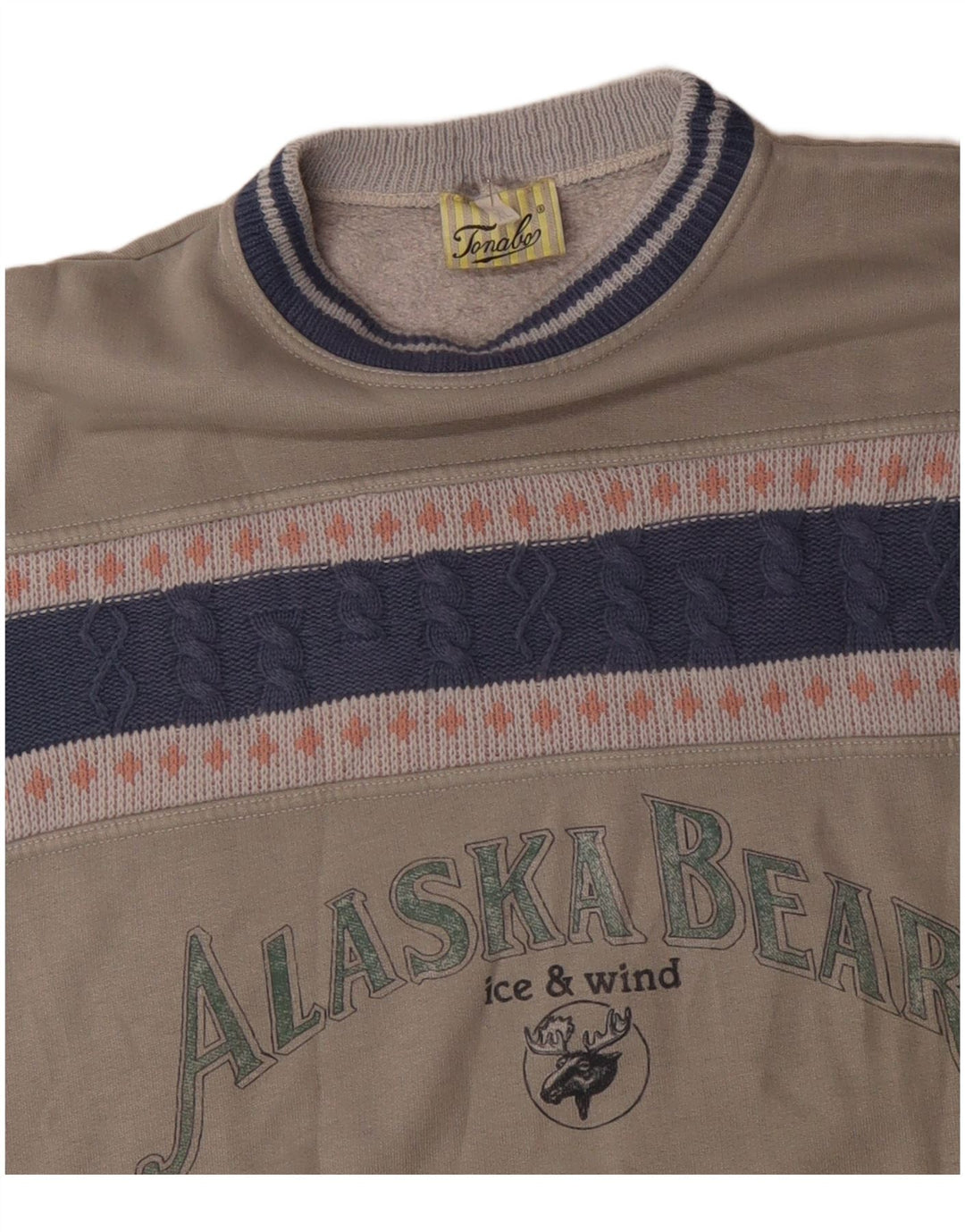 Felpa grafica da uomo vintage maglione XL grigio acrilico color block