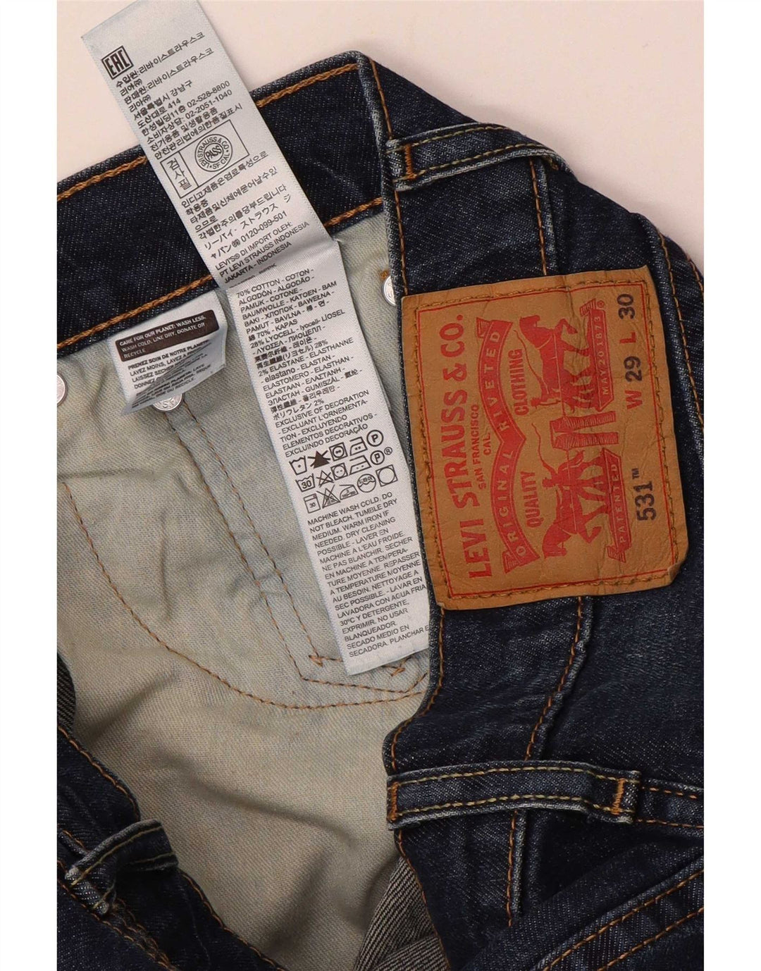 Levi's Uomo 531 Jeans dritti W29 L30 Cotone Blu